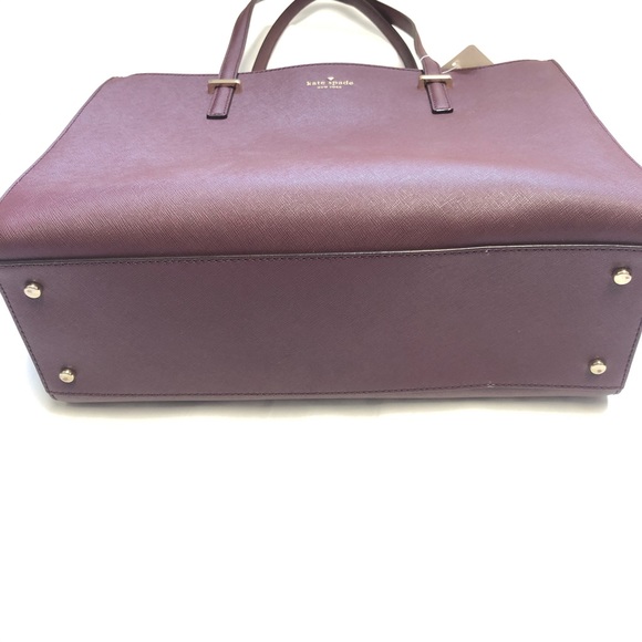 Kate Spade Tote Shoulder Bag Maroon Large Zipper - Picture 6 of 12